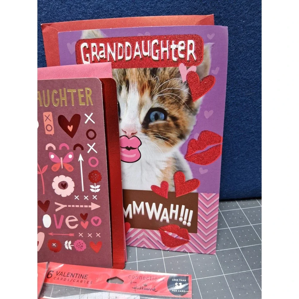 Hallmark Valentines Day Cards Stickers Lot Pink Husband Grandson Granddaughter